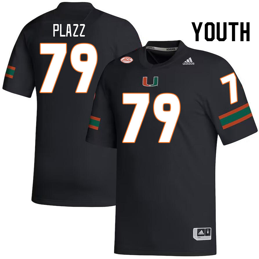 Youth #79 Deryc Plazz Miami Hurricanes College Football Jerseys Stitched-Black